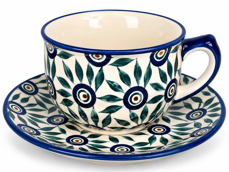 Ceramiczna filiżanka w polskim stylu ludowym.png